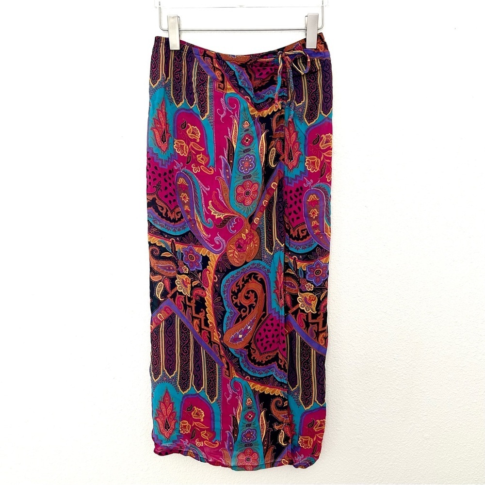 Malia Mills Cover-Up Skirt Ruched Slit Sheer Pull-On Euro Summer Pink Size Small